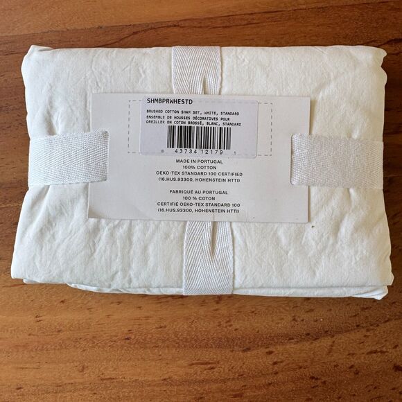 Parachute Brushed Cotton Standard Shams Set in White Made in Portugal NEW - Picture 5 of 7